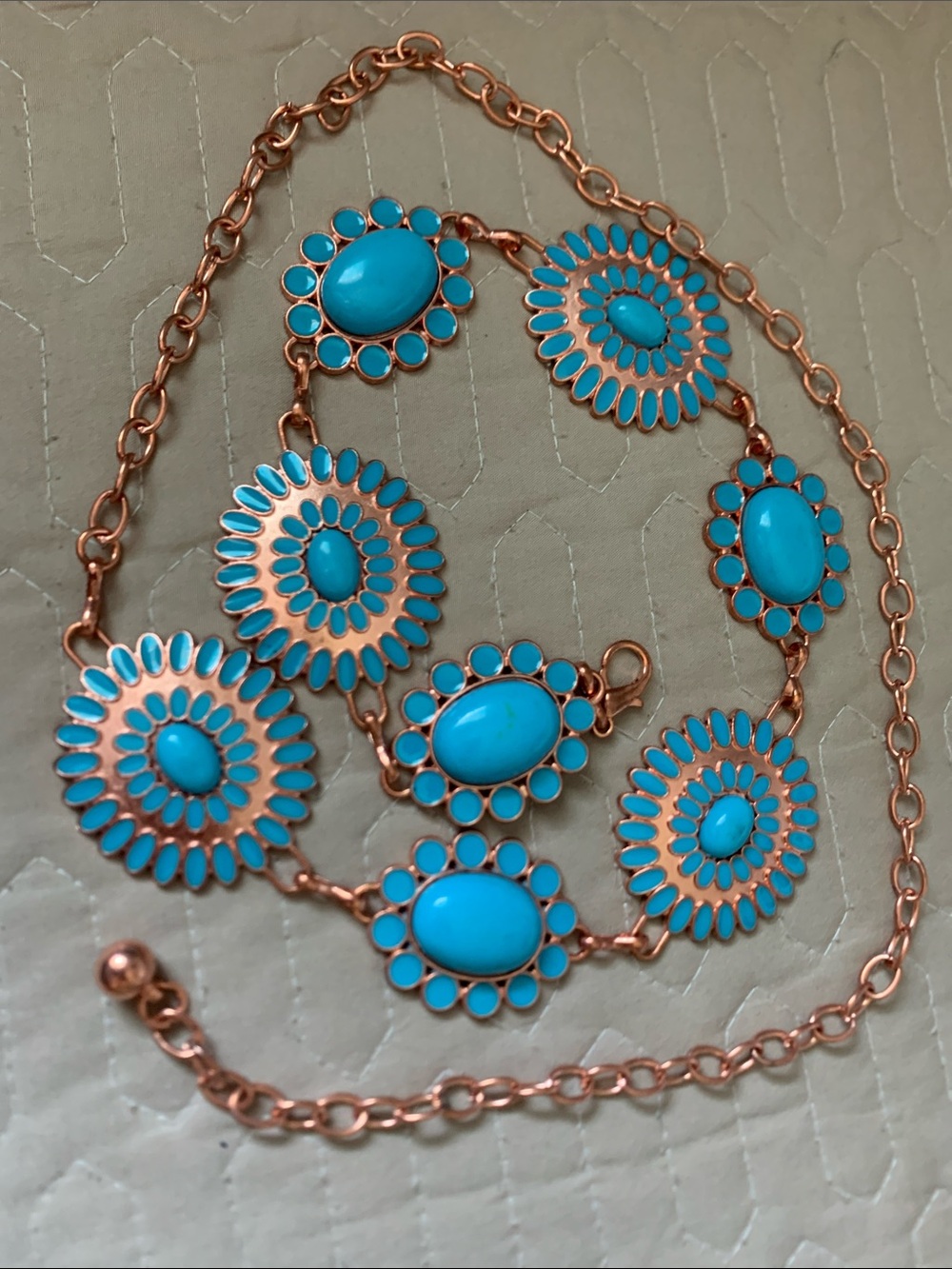 Turquoise Floral Link Belt - Women Accessories